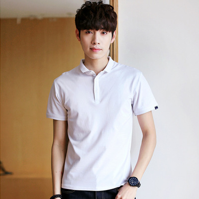 2020新款男式短袖翻領 休閑男裝polo衫純色潮流小清新衣服半袖男
