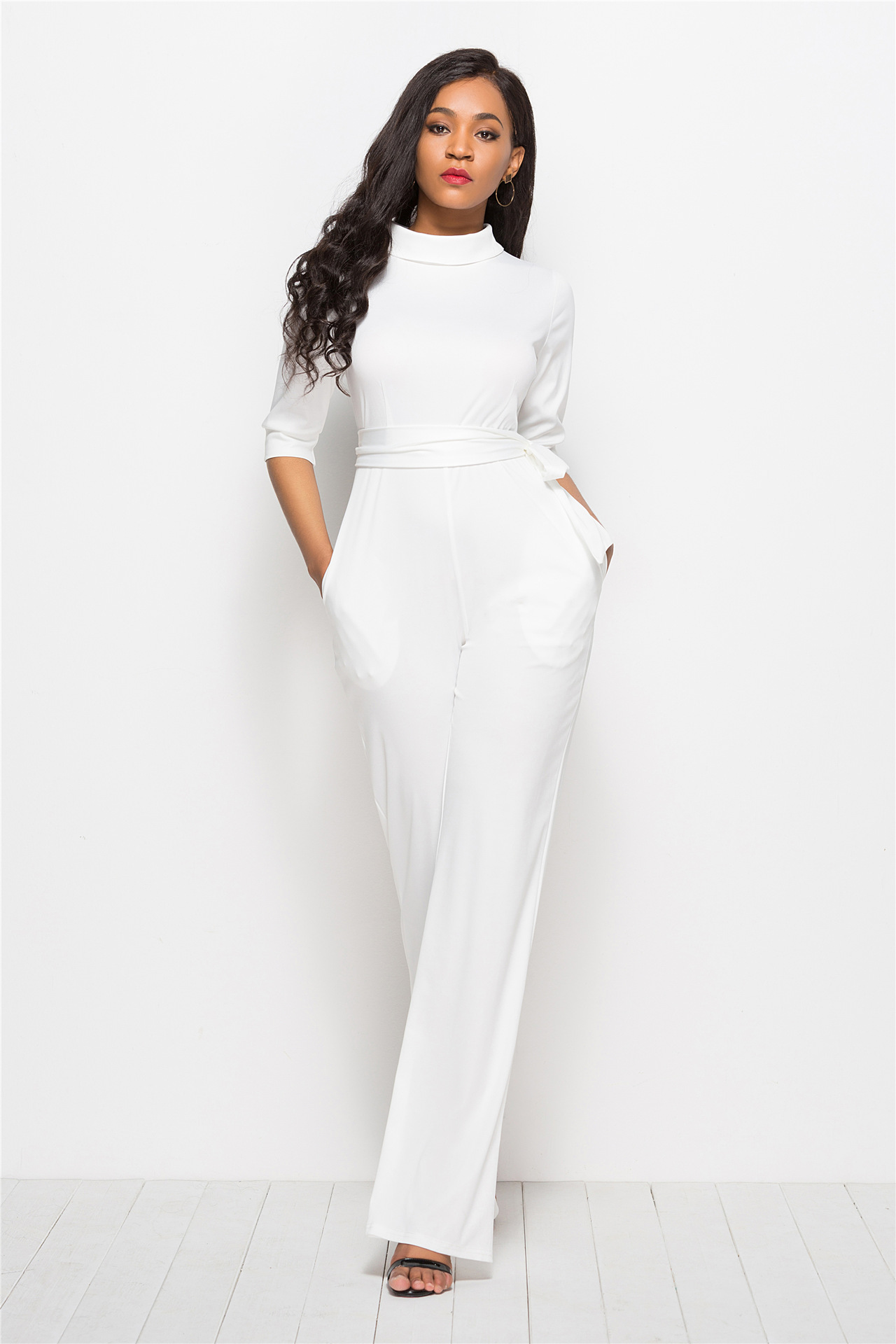 solid color wide-leg jumpsuit NSLM30309