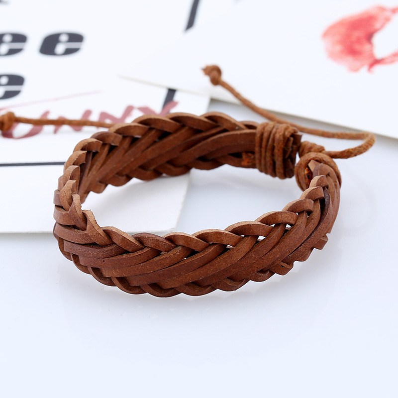 Wholesale retro personality male imitation leather bracelet woven multilayer bracelet