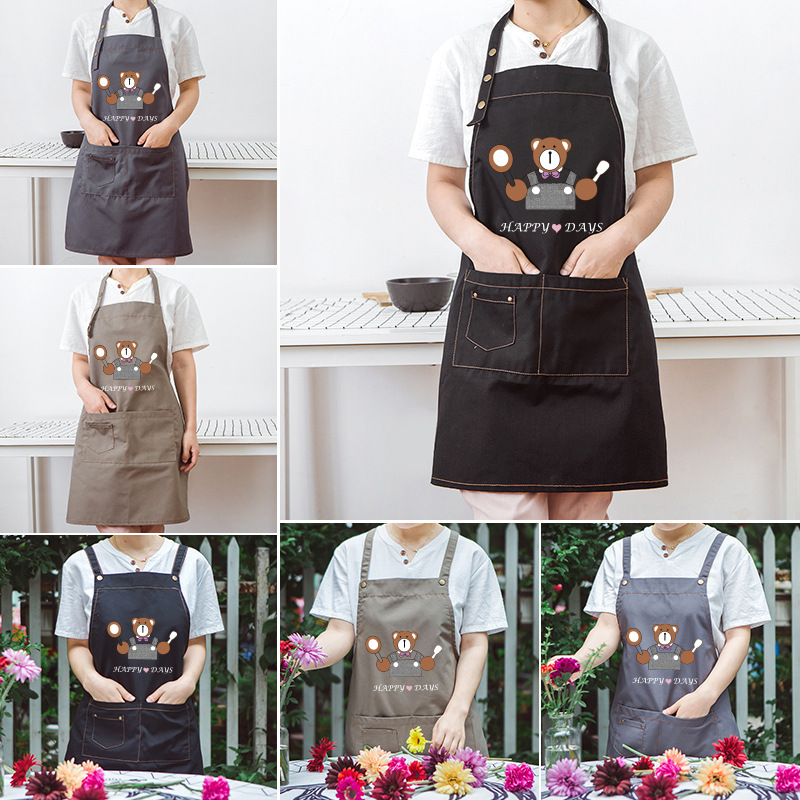 Estilo coreano adulto pareja de dibujos animados sin mangas tela casa cocina hornear delantal cocinero de la cintura de los hombres y las mujeres sobretodo