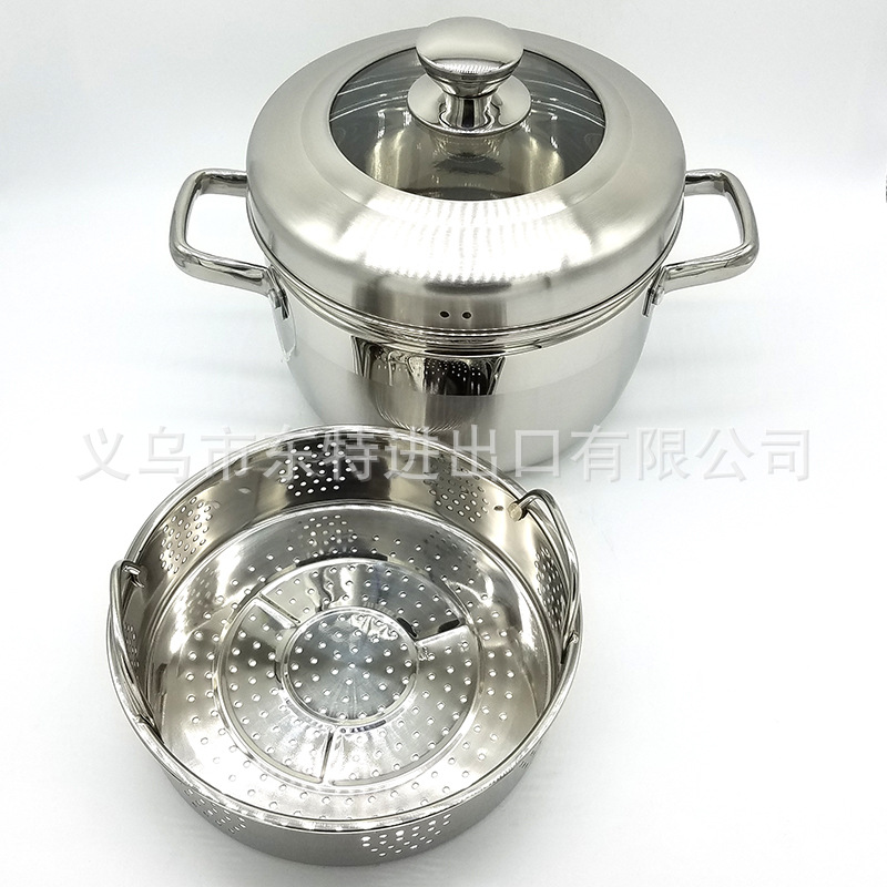 Factory direct sales of stainless steel steamers with thickened bottoms, soup POTS, Japanese double-layer induction cookers, universal steamers, gift steamers detail image 11