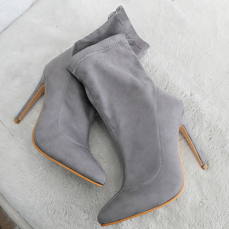 Pointed socks for women sexy heel suede boots for women_voghion.com