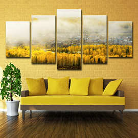 跨境跨境 Aliexpress5板唯美仙境禾木风景图片家居装饰墙艺术