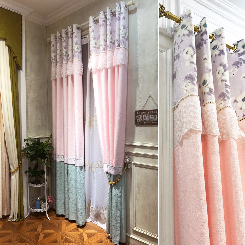 窗簾布藝 成品窗簾批發定制 拼接韓式窗簾 臥室客廳 中國輕紡城