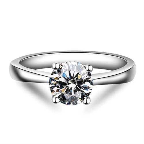 Korean style classic fashion simple diamond four-prong ring diamond ring platinum plated open trend diamond wedding ring wholesale