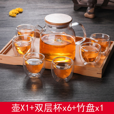 玻璃茶壶 高硼硅玻璃茶具套装 花茶壶泡茶壶竹盖壶家用玻璃茶具|ru