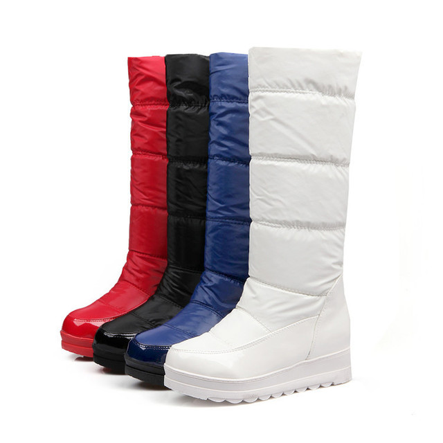 New mid-heel boots waterproof platform down cloth mid-boots