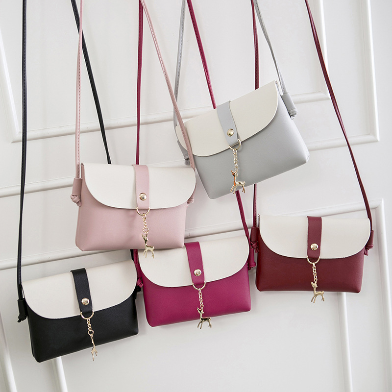 Small bag woman 2018 new pattern Hit color Mobile phone bag Fawn Pendants The single shoulder bag Diagonal package Lot Source of goods wholesale