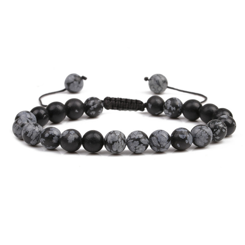 Joyería transfronteriza europea y americana DIY pulsera tejida con cuentas ojo de tigre pulsera de piedra de copo de nieve de pino blanco pulsera de los hombres