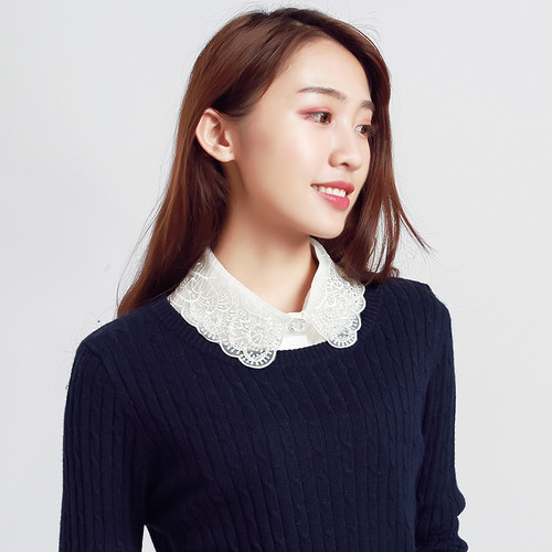 Korean style fake collar organza embroidered fake collar women's autumn and winter decorative collar solid color fake collar