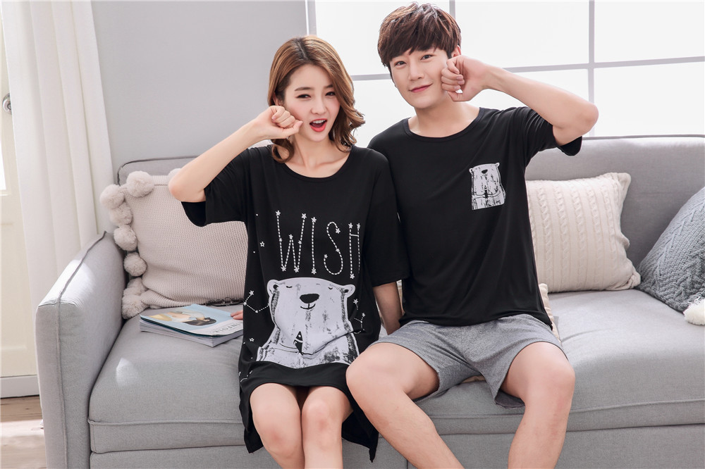 Cute Casual Style Short Sleeves Round Collar Polyester Lover’s Clothes Pajamas display picture 90