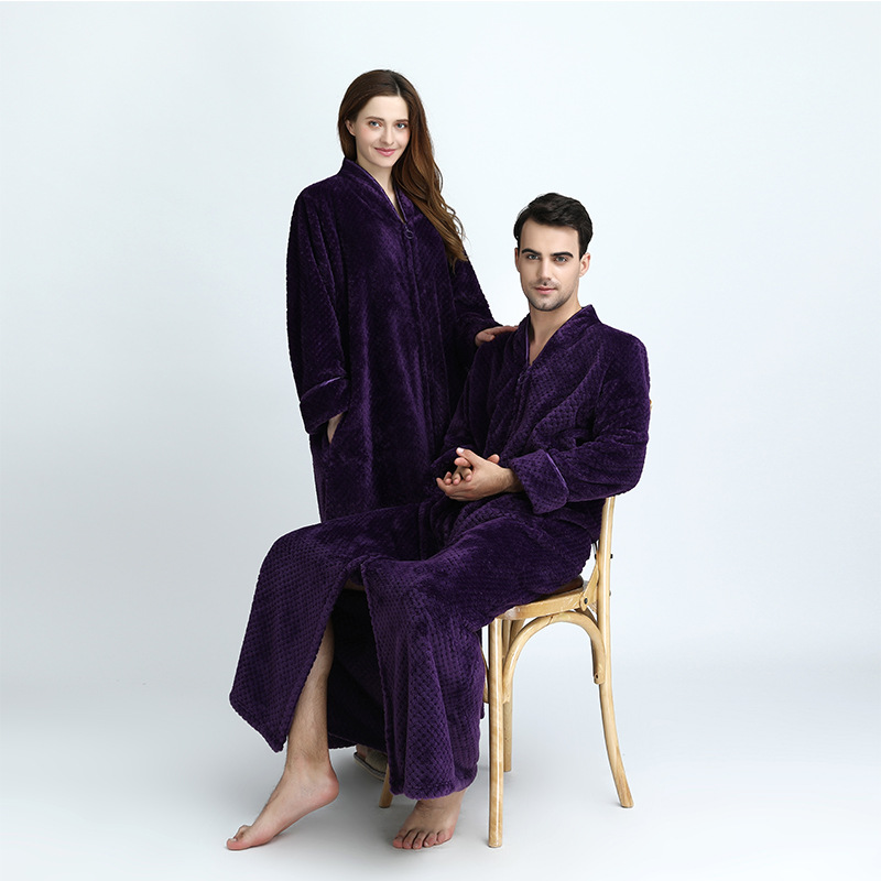 Amazon热卖睡袍男加厚冬长款保暖浴袍珊瑚绒浴衣浴服睡衣跨境专供 价格 厂家 哪里买 我有货