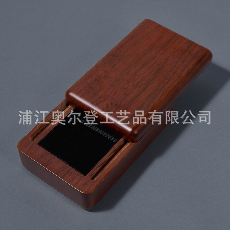 Retro sliding wooden storage box, rectangular gift box, custom-made jewelry, wooden box for study and office detail image 1