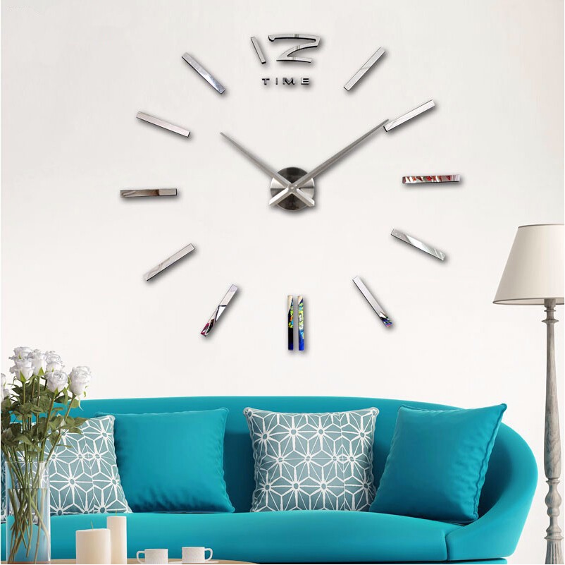 Reloj de pared de espejo EVA de gran tamaño, reloj silencioso de acrílico DIY de moda creativa, venta al por mayor en stock