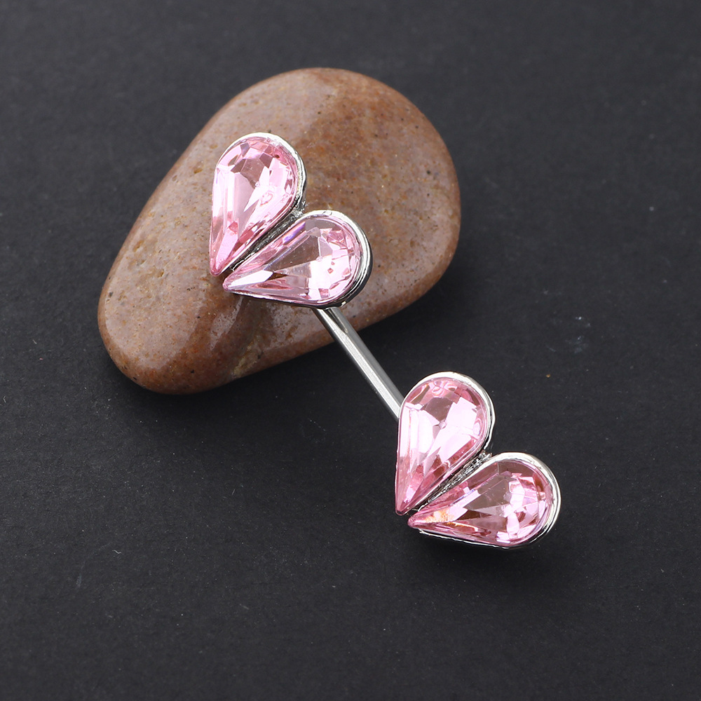 Pink Heart-Shaped Stainless Steel Earring Stud for Women - Allergic-Safe Body Piercing Jewelry detail image 7