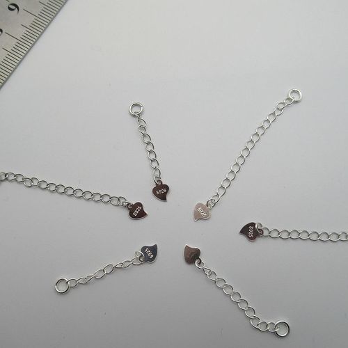 S925 sterling silver DIY handmade material accessories, bracelet necklace extension chain accessories, plain silver love extended chain tail
