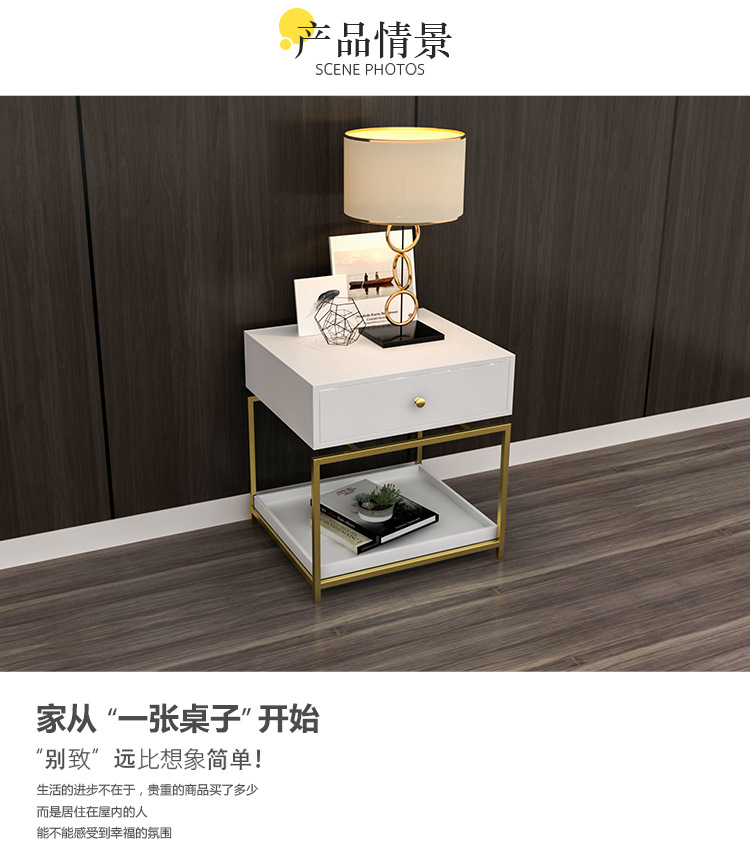 Perfect Luxury Modern Iron Casting Golden Nightstand Coffee End Bedside Table Home Furniture Nightstands Cabinet Cupboard Living Room 6