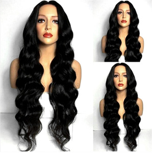 European American fashion wavy wig for women high temperature fiber curly hair black Half-length curly hair ladies wig for lady