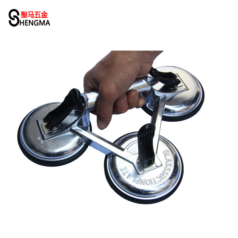 圣马五金 三爪铝合金玻璃吸盘 瓷砖吸盘 工业级地板吸 吸提器包邮