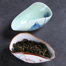 创意陶瓷手绘茶荷厂家直销茶铲赏茶盒茶勺功夫茶具分茶器茶道配件