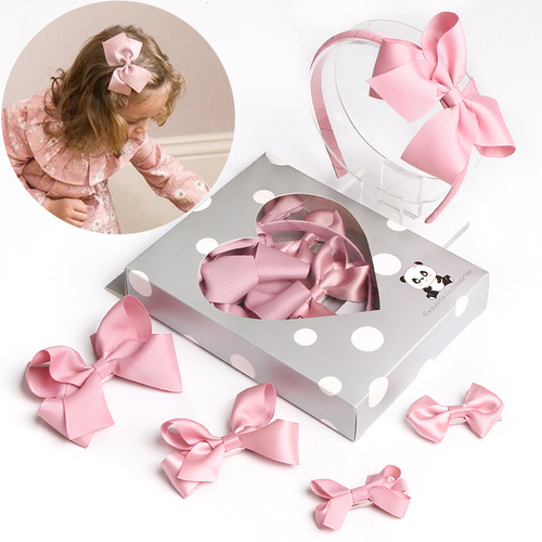 Xiaohongshu handmade fabric ribbon hairpins, children's headwear set, girls' all-inclusive fabric bow hairpins and hairbands