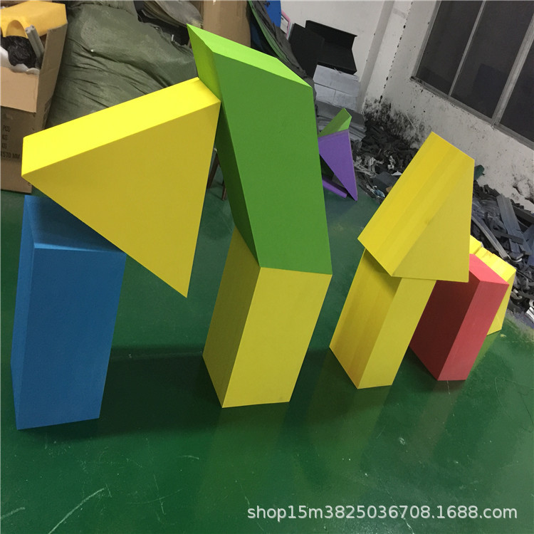 EVA钻孔高密度柱子 蓝色35MM儿童玩具积木黄色棒