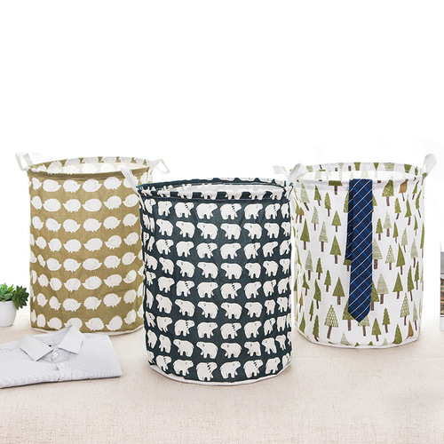 2599 Dirty clothes storage basket folding waterproof laundry basket dirty clothes basket cotton and linen dirty clothes basket toy storage bucket