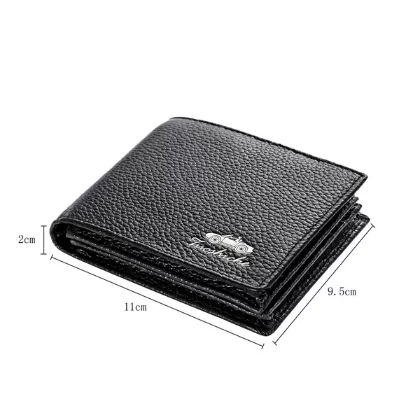 Men's Wallet Short Wai Thickened Korean-style Business Cowhide Wallet for Middle-aged Youth Vertical Multi-card Wallet