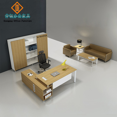 经理主管办公桌简约时尚新款板式带侧柜电脑桌东莞办公家具