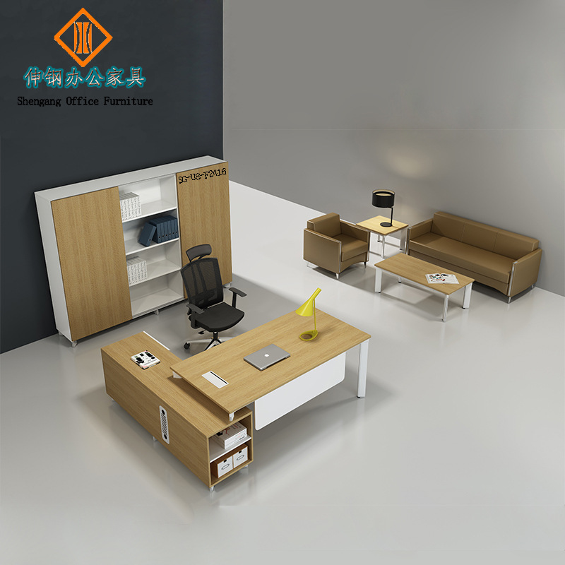 经理主管办公桌简约时尚新款板式带侧柜电脑桌东莞办公家具