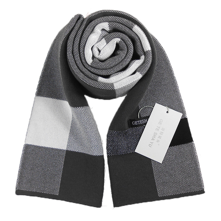 Scarf herr höst och vinter ylletråd herr halsduk rutig borstad kashmir halsduk_voghion.com