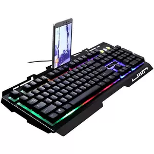 追光豹G700背光游戏 机械手感电脑LOLCF 金属USB发光有线USB键盘