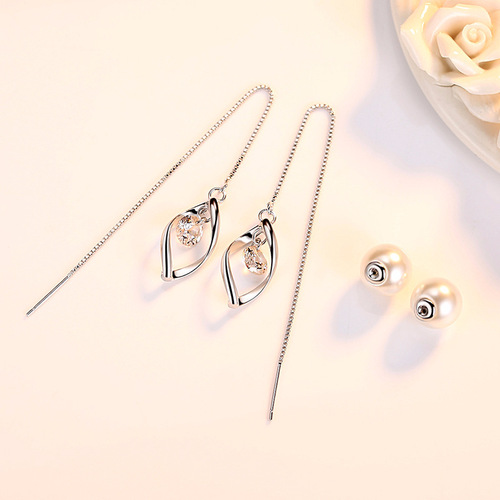 Korean Tassel Pearl Earrings Long Style Exaggerated Temperament Versatile Earrings Twisted Water Drop Earrings Women