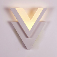 創意V形卧室床頭led壁燈現代簡約酒店亞克力白色牆燈客廳走廊燈具