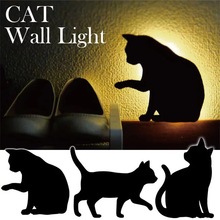 代发LED光控声控小夜灯剪影灯影子灯LED投影灯猫咪壁灯动物灯猫灯