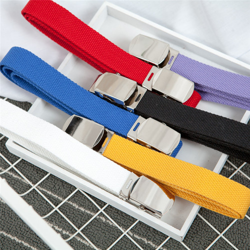 New canvas thin belt, smooth buckle student decorative belt, versatile decorative belt for gowns and dresses