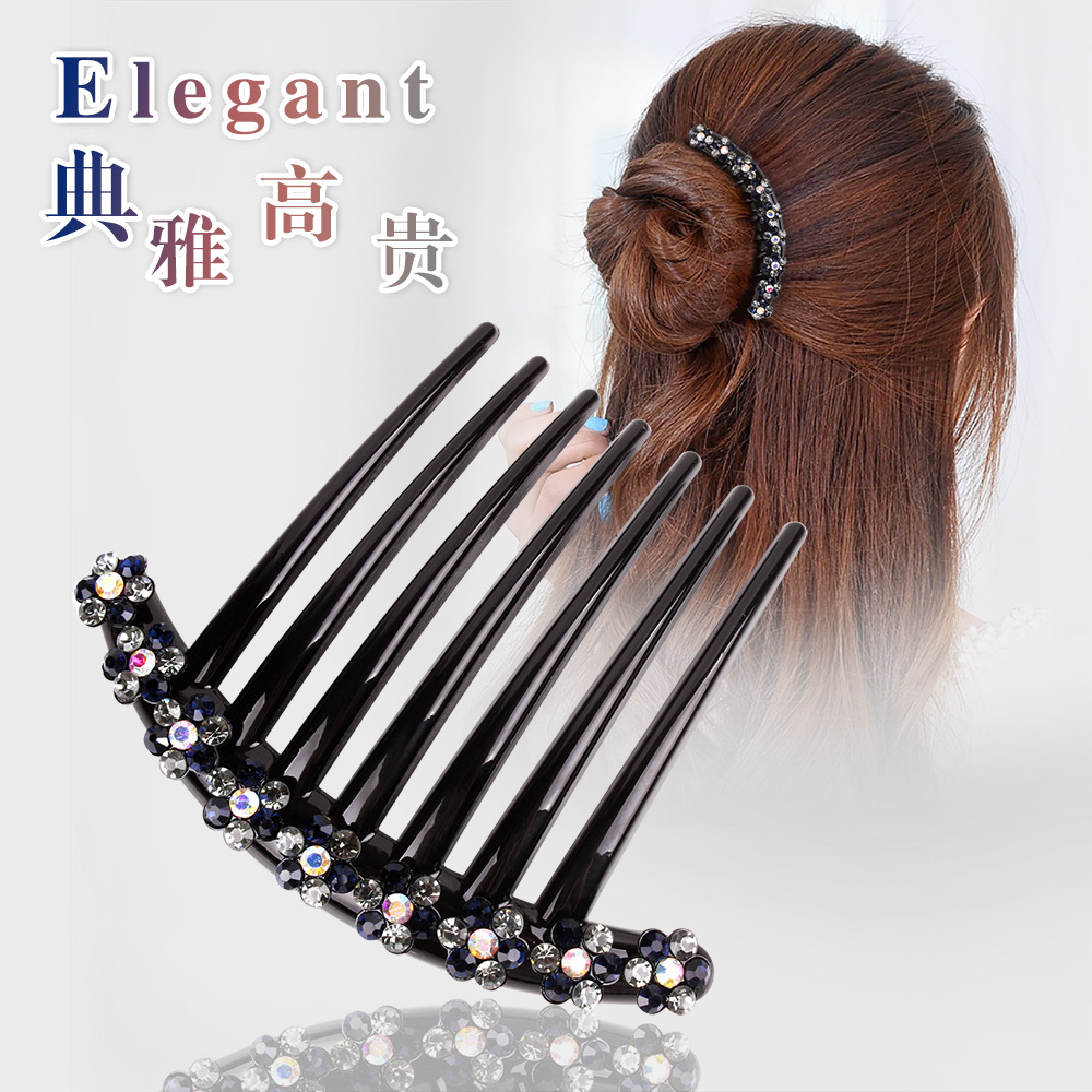 Estilo coreano rhinestone peine Flor de las mujeres peine de SIETE DIENTES peine del pelo tocado 2 yuanes tienda puesto de venta caliente venta directa de fábrica al por mayor