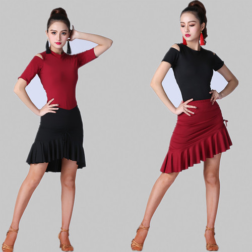 Tian Si Yi Zun Asymmetrical Bustle Fish Tail Skirt Bottom with Drawstring, New Women Adult Latin Dance Wear
