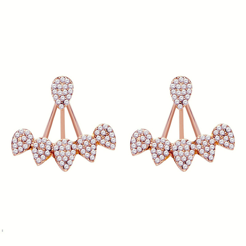 Water Drop Full Of Diamonds Stars Front And Rear Split Earrings Wholesale Nihaojewelry display picture 1