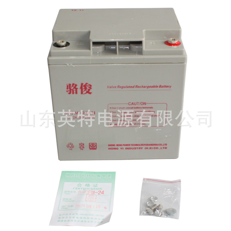 现货供应骆俊12V24AH 铅酸免维护蓄电池 6-GFM-24 UPS电源蓄电池