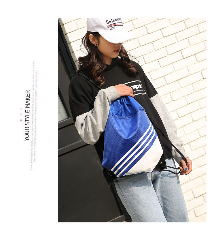 Waterproof Stripe Casual Daily Drawstring Backpack display picture 5