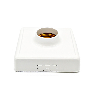 廠家直銷86方型E27明裝螺口平燈座燈頭 節能燈LED塑料平燈頭