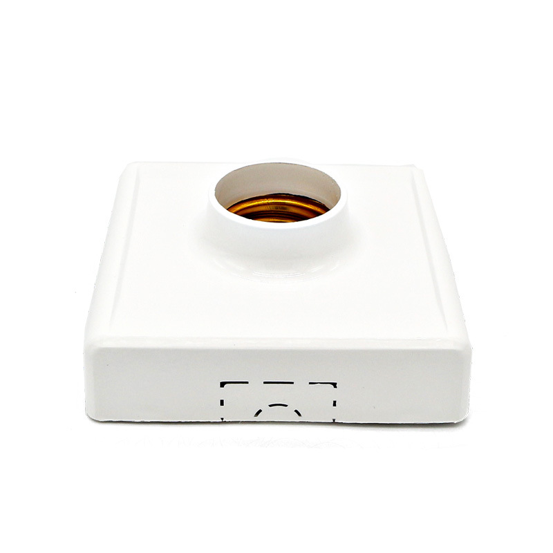 廠家直銷86方型E27明裝螺口平燈座燈頭 節能燈LED塑料平燈頭