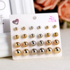 Fashionable earrings, set, small accessory, universal zirconium, European style, 12 pair, wholesale