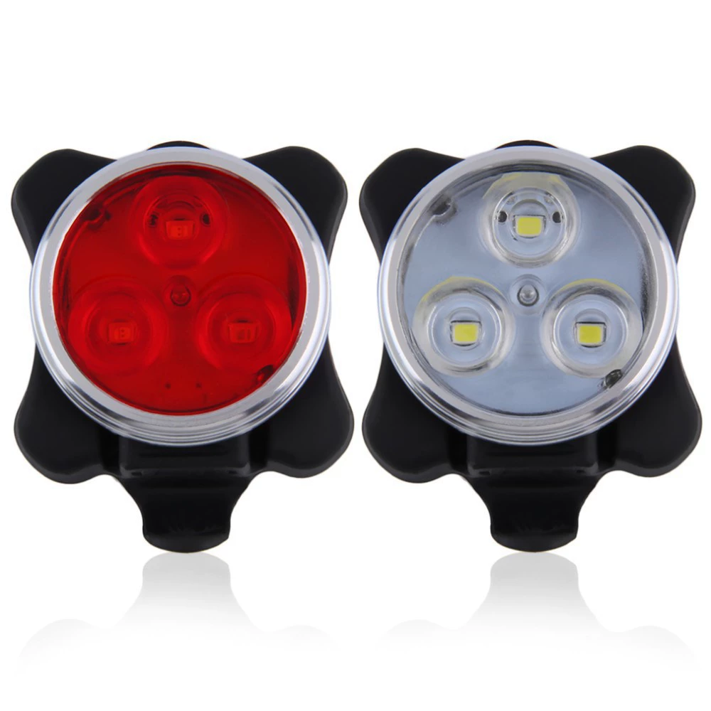 LED bike light set, front & rear USB rechargeable, COB/LED, 650 mAh, red+white