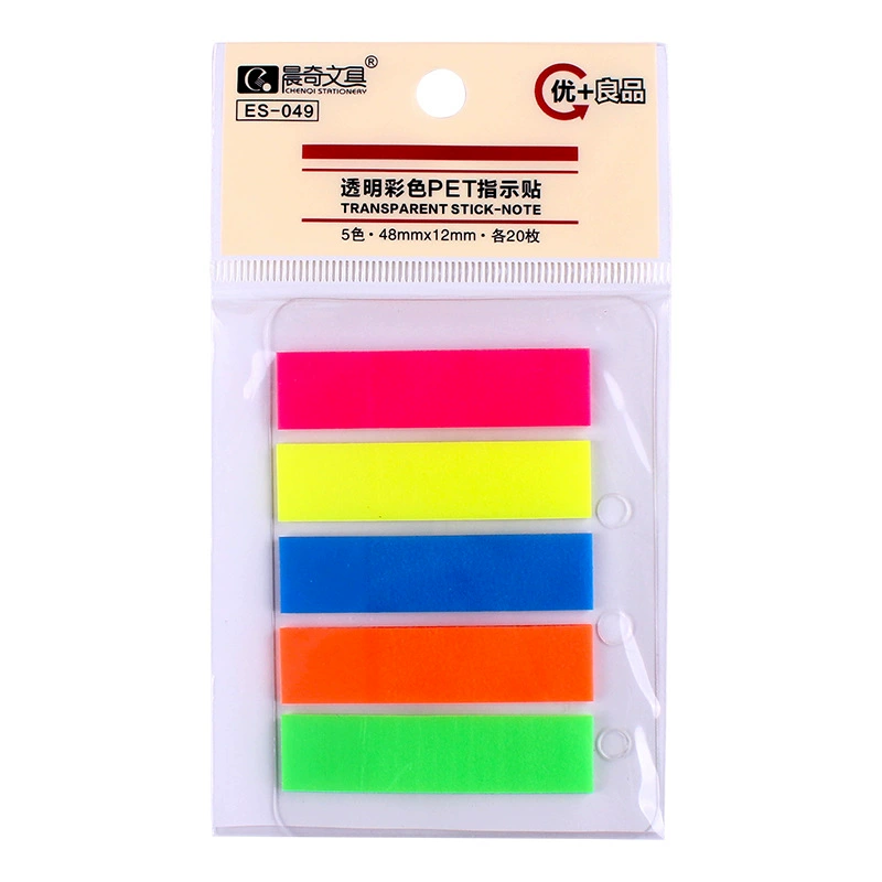 Stationery, fluorescence note, book with stickers, fresh sticker, 5 colors, classification