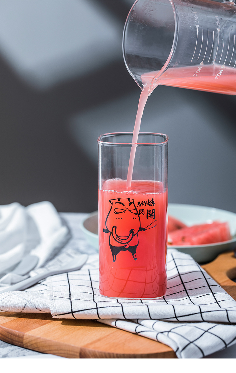157g Weight Water Bottles Kitchen and drinking utensils 1 Piece Quantity Daily Occasion High Borosilicate Glass Material Animal Pattern Cute Style Cute Animal High Borosilicate Glass Water Bottles 1 Piece 6