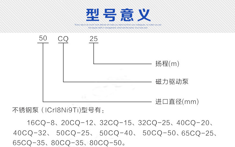 CQ不锈钢泵型号意义