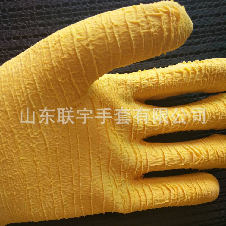 Fuente de la fábrica franela arrugas de látex inmersión completa guantes resistentes a bajas temperaturas ingeniería de construcción blanqueo colgando guantes de goma