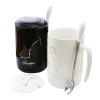 Black zodiac signs, ceramics, coffee cup for beloved with glass